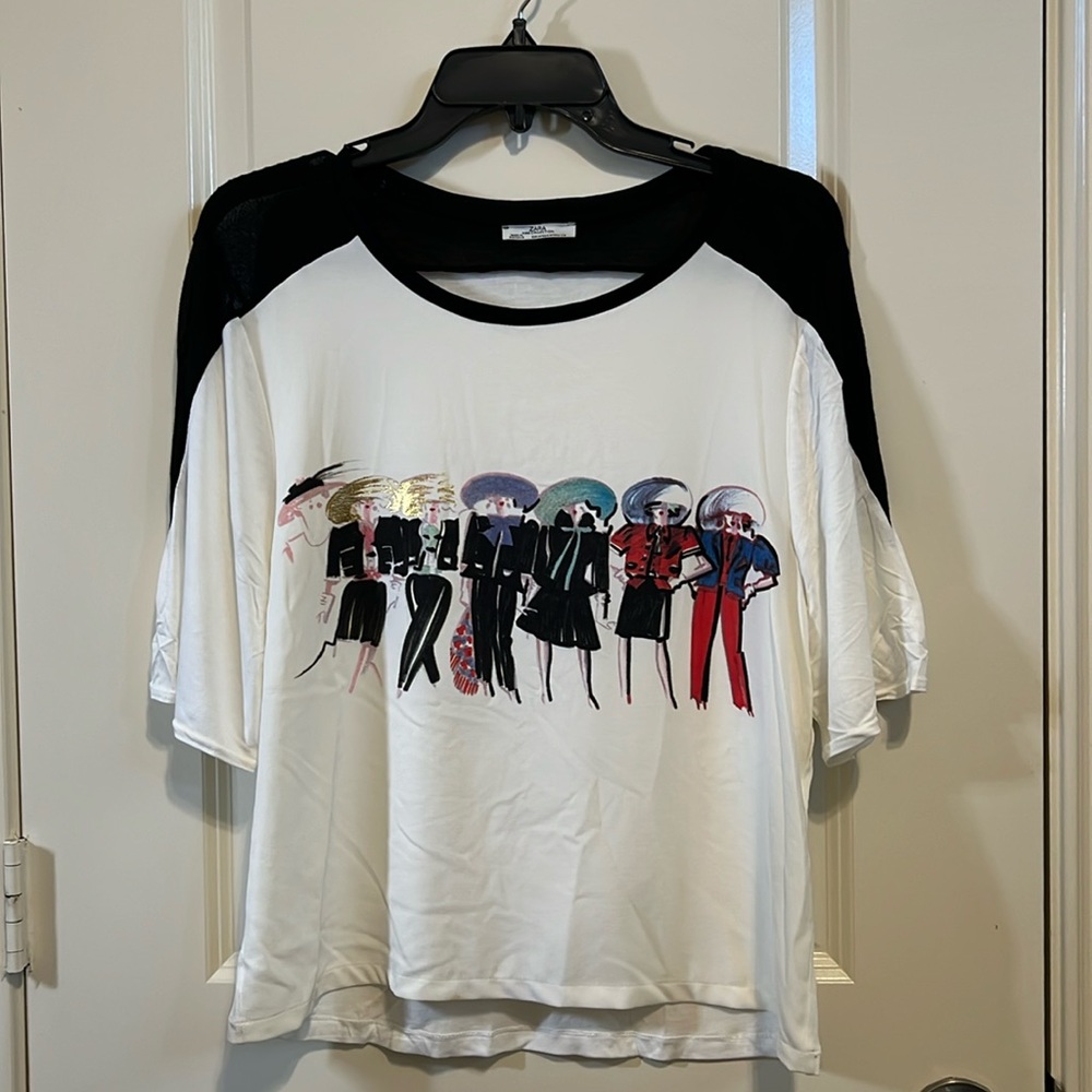 Zara graphic short sleeve top